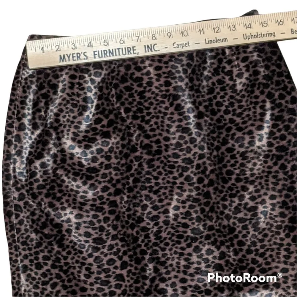 Vintage Alex Garfield leopard print skirt faux fur velveteen Boho punk s…